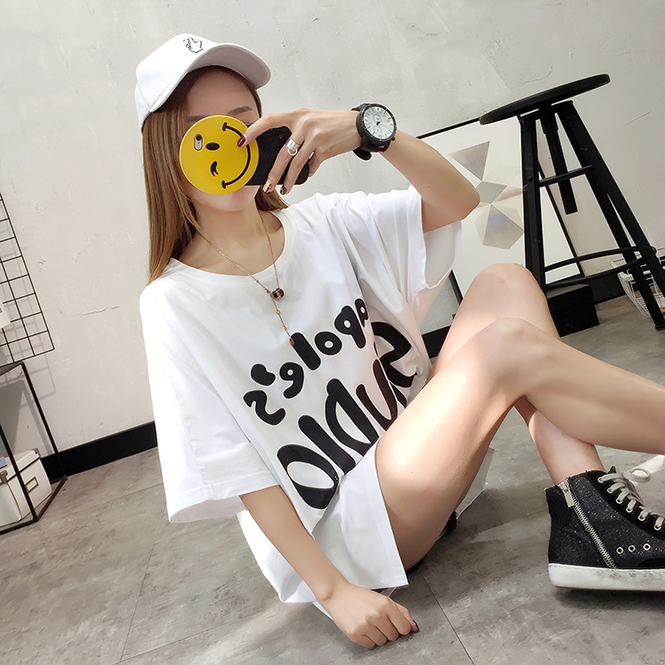 Thai sản váy mùa hè ngắn- tay phụ nữ mang thai t- shirt lỏng đáy áo sơ mi Hàn Quốc váy bông phụ nữ mang thai áo sơ mi thủy triều ngắn