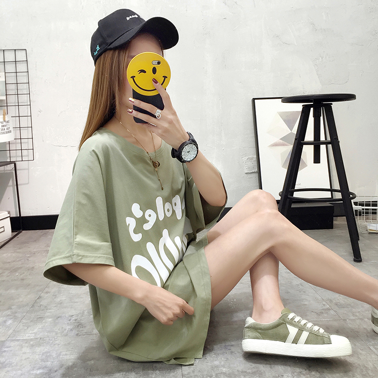 Thai sản mặc 2018 Hàn Quốc phiên bản XL phụ nữ mang thai T-Shirt mùa hè nửa tay áo bông chất béo MM200 kg ngắn tay t-shirt