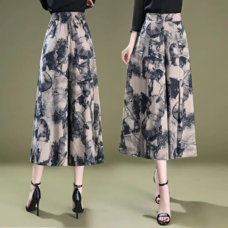 Big Sale Clearance Loose Wide-Leg Pants for Women Summer Large Size Cropped Pants Ice Silk A-Line Skirt Pants Small Casual Pants Skirt