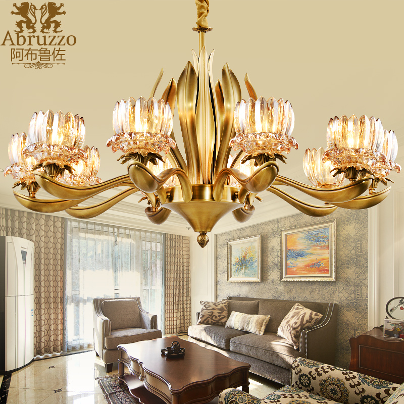 Copper Lamp All-copper Pendant Lamp Pure Brass Eurostyle Living-room Luminaire Style Chandelia Minimalist Life Tree Bronze Chandelia