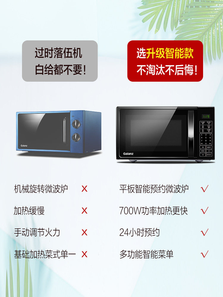 galanz P70F20Cl-Dg(B0) Microwave Oven Household Multifunctional Intelligent Flat-Panel Fast Heating