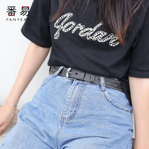 Gold coin exchange for Joker fashion ins Wind summer belt Womens canvas black belt belt full hole-free punch