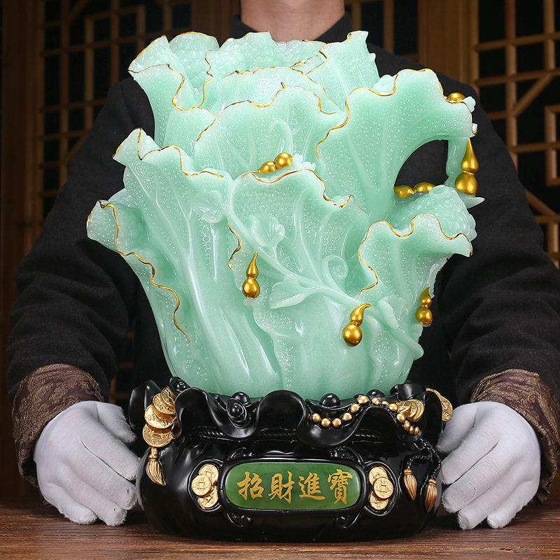 Italian Dear Leyan Jade Cabbage Jufu Lucky Ornament Golden Toad Opening Gift Housewarming Gift Decoration
