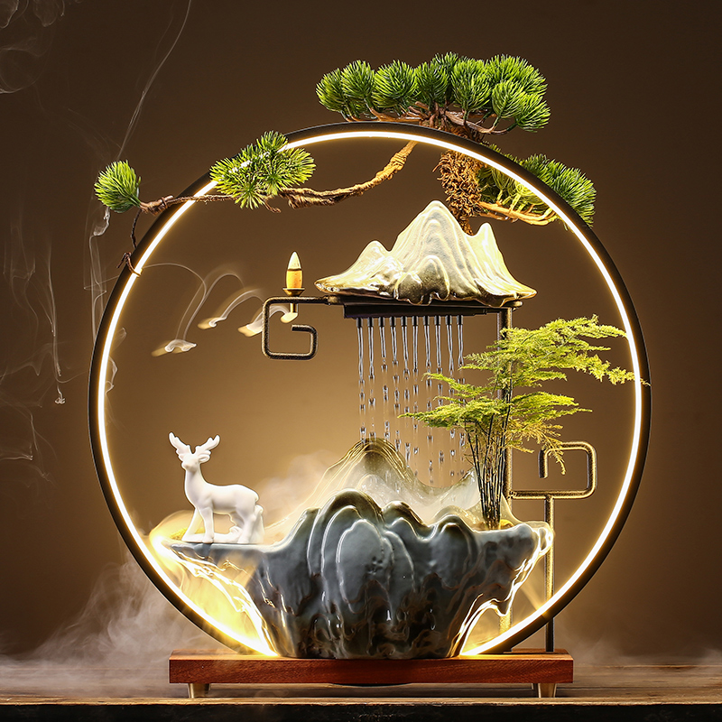 Italy Dear Leyan Flowing Water Lucky Fortune Ornament Home Creative Fountain Living Room Office Desktop Gift
