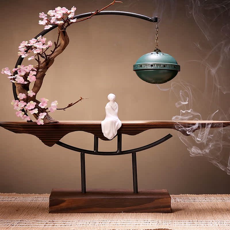 Italian Dear Leyan back-turned incense stove Chinese hanging back-back fragrant and creative aromas solid wood pendulum pieces-Taobao