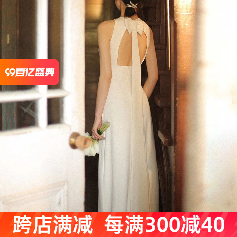 White wedding dress, advanced evening dress for bride, 