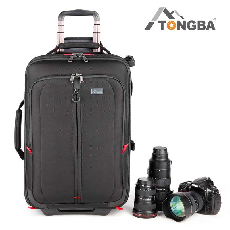 TONGBA Professional micro single eye camera Anti-photography pull-lever box roller double shoulder camera bag Changgio lens 400500600