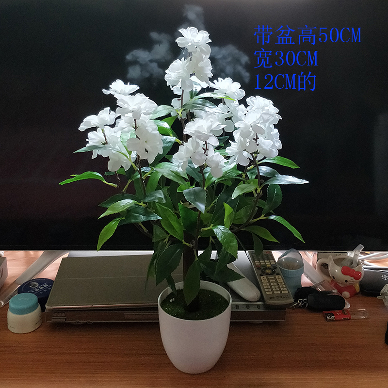 Mountain Tea Flowers Fake Flowers Jasmine Flower Simulation Flowers White Gardenia Flowers Tree Potted Branches Wall-mounted Suspension Flower Plastic Decorations