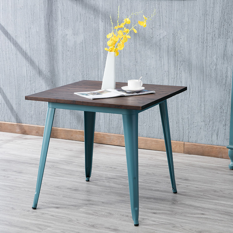 Nordic retro industrial wind table elm minimal household small iron round table designer table workbench