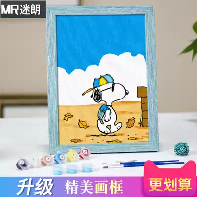 diy digital oil painting children cartoon animation digital coloring hand painted oil hand filled small size Snoopy