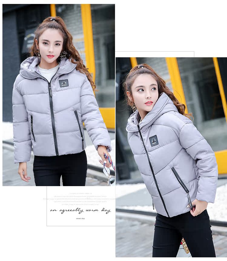 Thêm phân bón để tăng áo khoác cotton nữ mùa đông mới Hàn Quốc áo ngắn cotton áo khoác trùm đầu bánh mì dày áo khoác cotton áo phao nữ cổ lông
