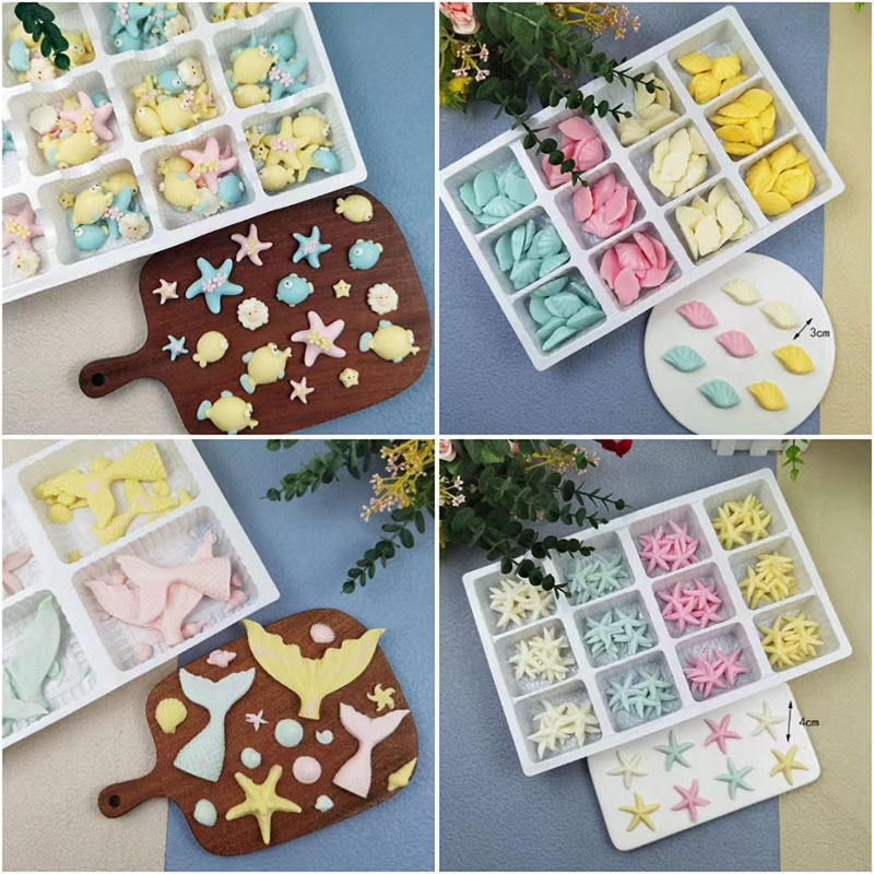 Shell, Conch, Fish, Starfish, Fish Tail Chocolate Cake Decoration Birthday Creative DIY Material Ornament Plug-In Internet Sensation