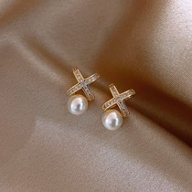 Pearl earrings sterling silver temperament simple small earrings female 2021 New Tide niche design sense atmosphere