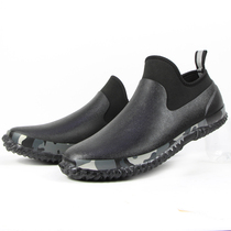 Short help casual water shoes Autumn and winter rain shoes garden shoes Couple rain shoes short rubber shoes Cow brown waterproof work shoes flat bottom