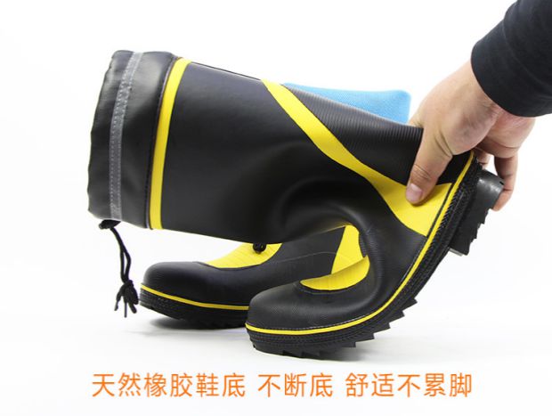 Bảo hiểm lao động mưa ủng chống đâm thủng bền và thoải mái chống thấm nước chống trượt chân thép nắp thép khai thác vật liệu khai thác - Rainshoes ủng lội nước