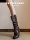 British Style Chunky High-Heeled Boots, Genuine Leather Mid-Calf Boots, Brown Western Cowboy Boots, Mid-Heel Riding Boots, Martin Boots