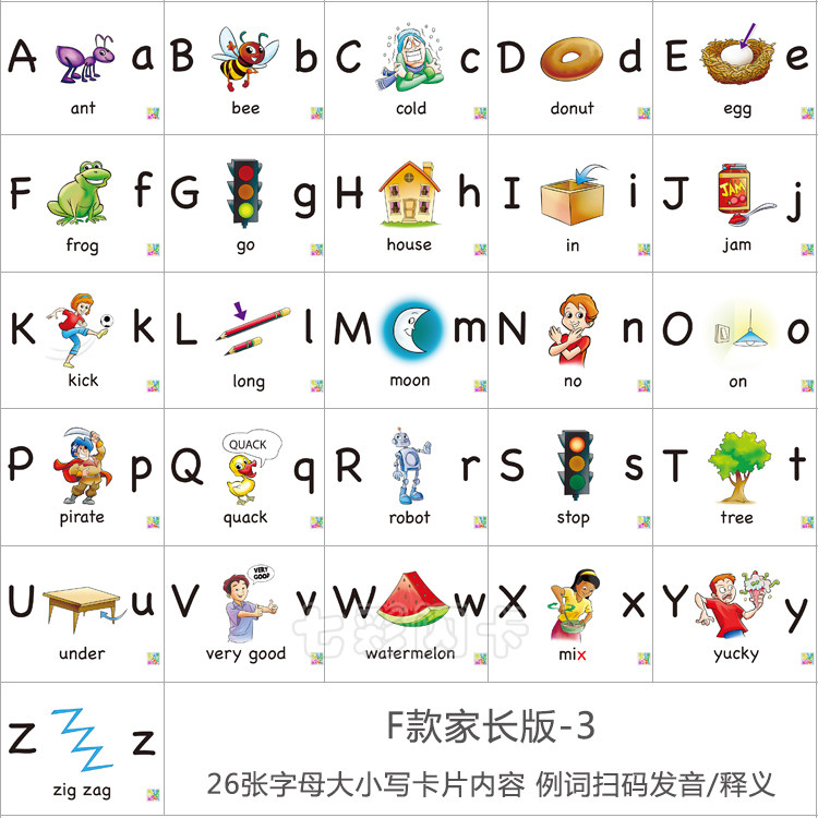 ABC英語字母卡片 兒童早教英文單字閃卡 幼兒園教師版教學家教具