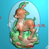 Deer fine carving picture jdp grayscale picture bmp relief picture jade carving picture oval sika deer stepping on auspicious clouds deer