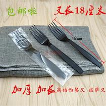 Disposable black high-grade plastic dessert fork individually wrapped fruit western noodle fork pizza fork