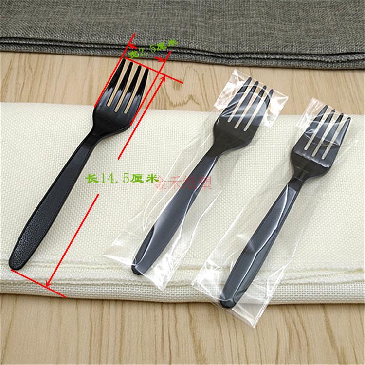 Disposable fork Cake fork black fruit handle plastic fork independently packaging Western food pizza fork