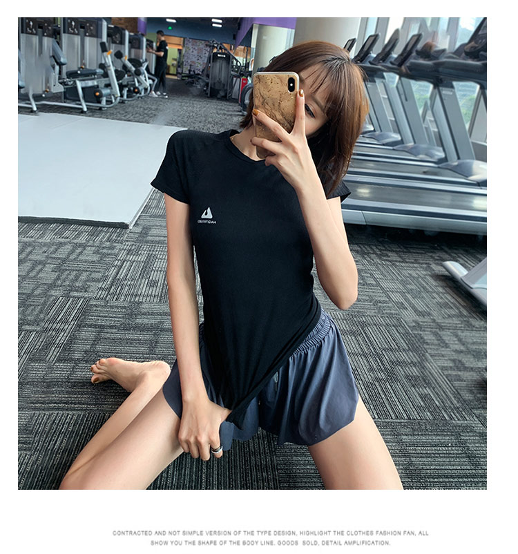 Thể thao mùa hè Áo thun nữ mẫu nhanh khô thể dục ngắn tay chạy lỏng thoáng khí lưới áo sơ mi yoga lưới đỏ nửa tay áo - Áo phông thể thao áo tank