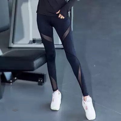 Net gauze fitness trousers women's sports running compression high-elastic high waist tight yoga pants training fast-drying pants bottoming