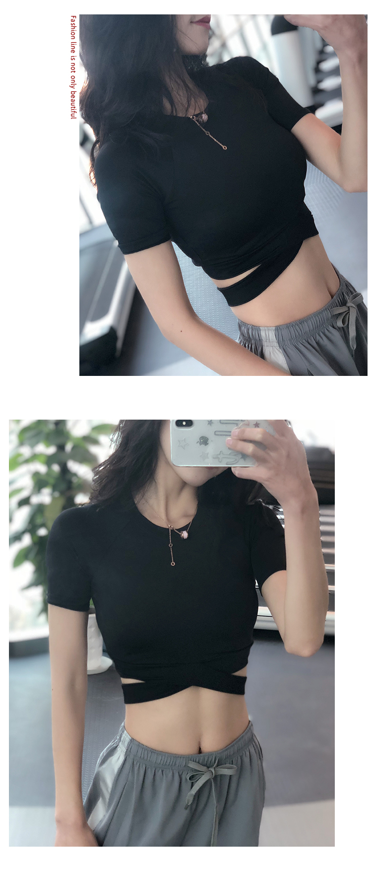 Navel thể thao ngắn tay nữ tập thể dục áo thun chạy nhanh quần áo yoga quần áo thun co giãn một nửa tay áo mùa hè thoáng khí áo thun thể thao adidas
