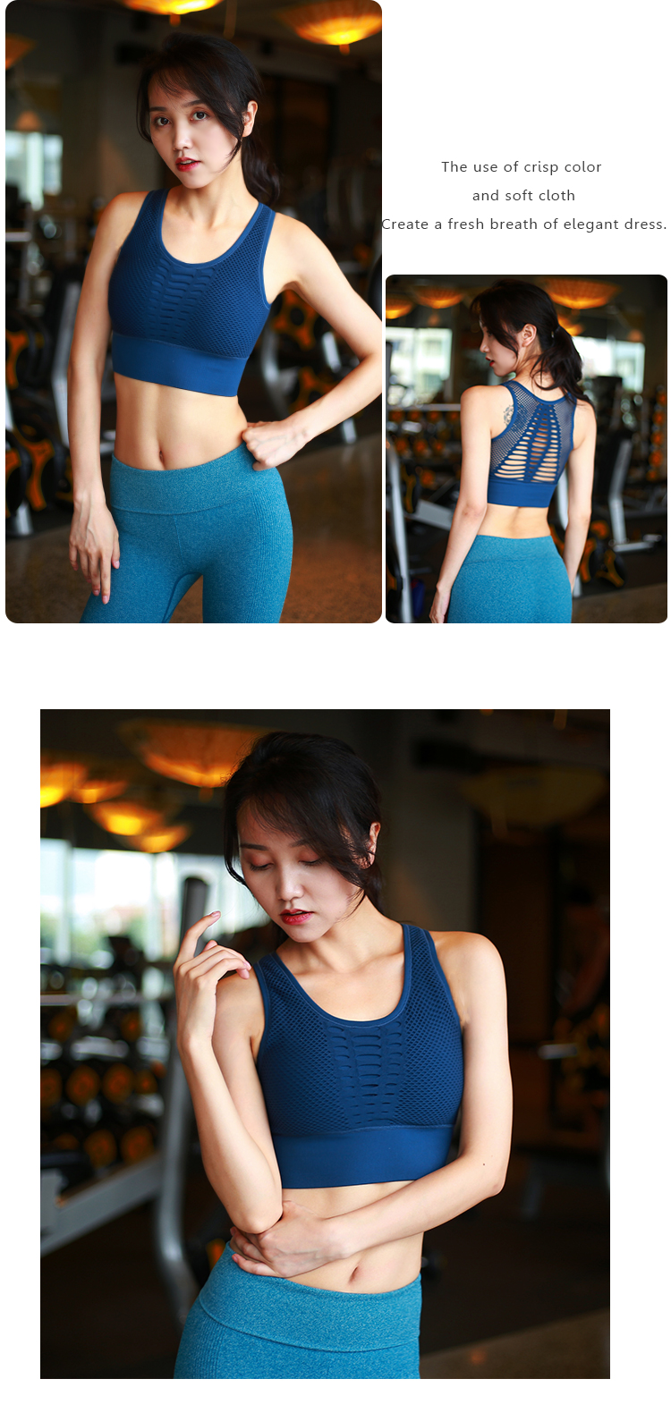Thoáng khí lỗ thể thao đồ lót chống sốc vest tập thể dục áo ngực chạy nhanh khô yoga rập khuôn áo ngực để nhận được sữa áo tập thể