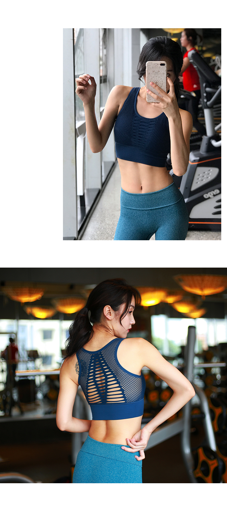 Thoáng khí lỗ thể thao đồ lót chống sốc vest tập thể dục áo ngực chạy nhanh khô yoga rập khuôn áo ngực để nhận được sữa áo tập thể