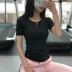 Quần short thể dục cổ tròn nữ áo thể thao ngắn tay chạy áo thun nhanh khô nửa quần áo yoga co giãn mùa hè bó sát áo tank top Áo phông thể thao