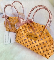 Wedding Little Red Riding Book Bamboo Basket Handmade Woven Basket Bridesmaids Accompanying Hand Gift Empty Basket Wedding Decoration