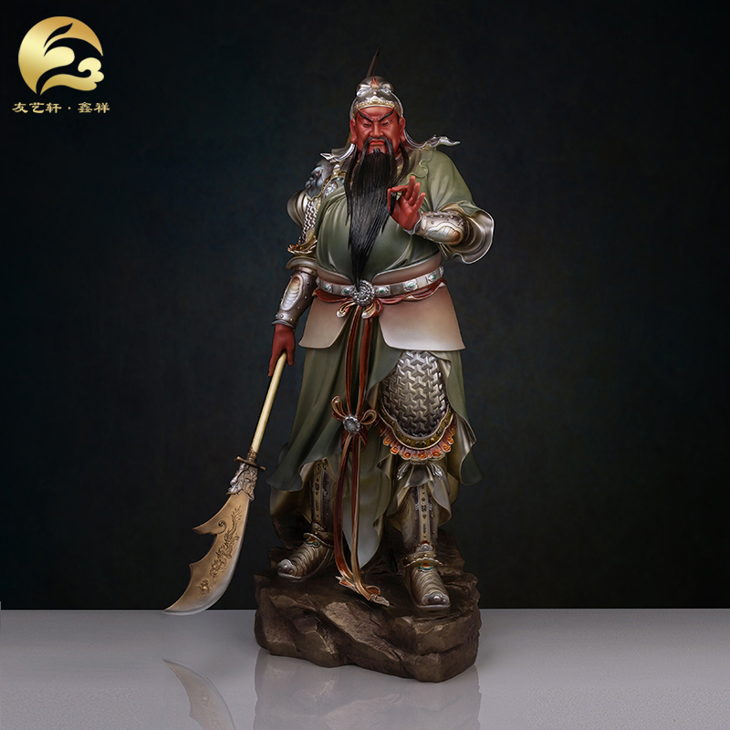 Wu Caishen Guan Gong Guan Gong Two Lord Guan Yu Guan Yu Pure Bronze Statue of the Residence Hall of the Living Living Room Store Opening to Worship Goods Pendulum