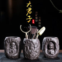 Purple sand tea tube Ebony six gentlemen tea clip tea spoon tea knife forceps kung fu tea set tea ceremony 6 gentleman tea making tools