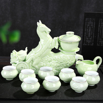 Creative retro lazy semi-automatic kung fu tea set tea maker teapot set home simple gift box