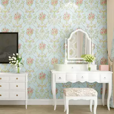 Warm romantic pastoral flower wedding room living room TV background wallpaper 3d three-dimensional non-woven wallpaper environmental protection