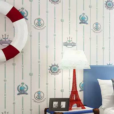 Cartoon Mediterranean England non-woven wallpaper living room bedroom TV background wall children's room boy wallpaper 3d