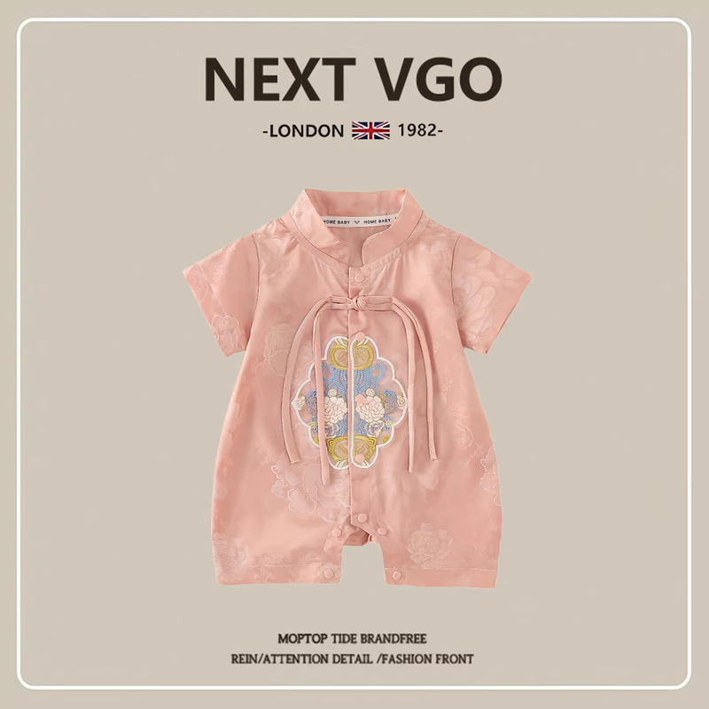 British Next Vgo Baby Chinese-Style Romper Summer Thin Style Girl Baby National Style Princess Jumpsuit One-Year-Old Dress