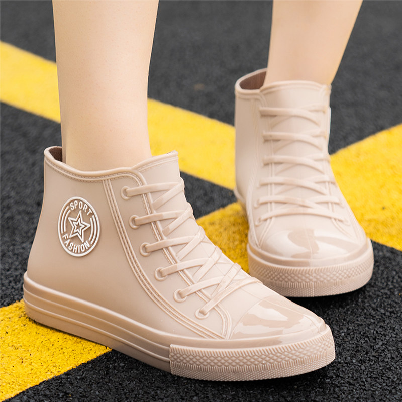 Rain boots women's fashion outerwear short tube plus velvet warm water shoes waterproof non-slip wear-resistant kitchen work rubber shoes water boots women