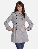 LONDON FOG Lady long hooded windbreaker jacket belt LF201 us direct mail