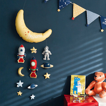 Korea ins creative wall decoration cartoon wall pendant decoration bed bell children's room cloud rocket DIY material bag