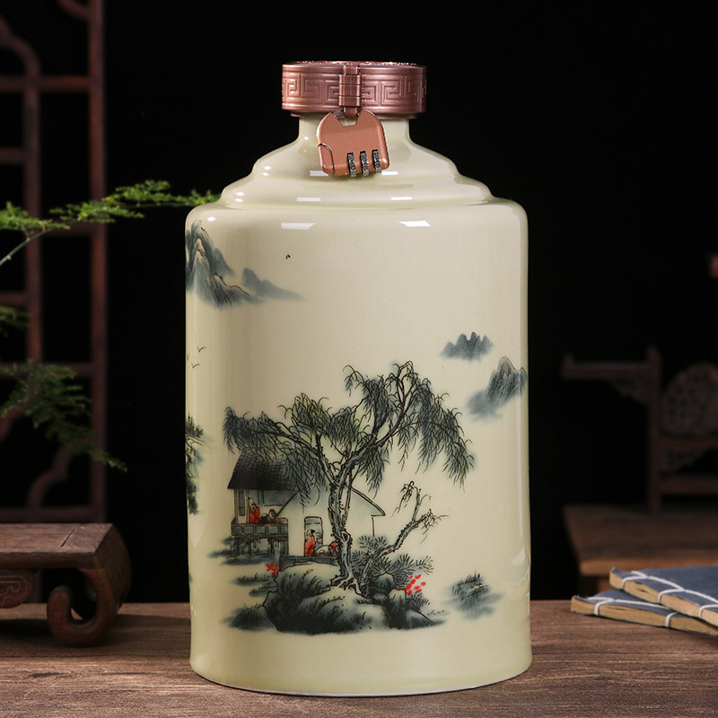 Liquor bottle empty wine bottle ceramic thatched bottle Jingdezhen 1 jin 5 jin 10 jin packed household wine jug sealed wine jar