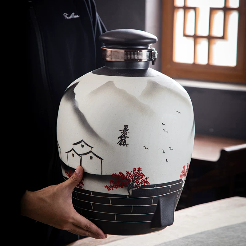 Керамический винный بسته для Jingdezhen объем 10 jin 20 jin 30 jin запечатанный кувшин для вина бочка для ликера винная бутылка антикварный винной кувшин