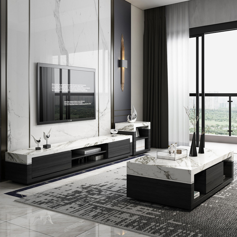 Nordic Marble TV cabinet Modern simple small apartment living room coffee table TV cabinet combination light luxury storage cabinet