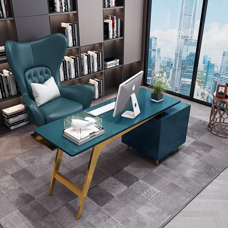 Light luxury desk post-modern simple desk stainless steel paint consultation desk desk home computer desk