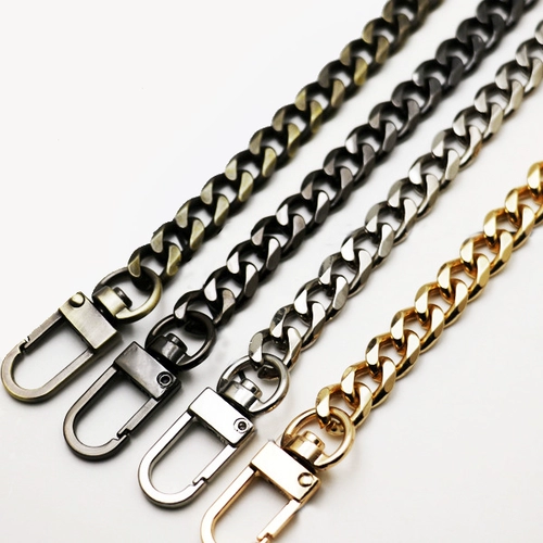 8 мм восьмигранная закаленная цепочка для сумки, металлический ремешок для сумки, светло-золотой, серебряный, антикварный пистолет, черная цепочка, аксессуары