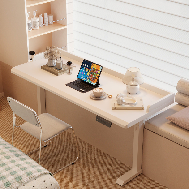 Solid Wood Electric Adjustable Bay Window Table, Bedroom Smart Height-Adjustable Children's Study Table, Standing Balcony Desk Solid Wood Electric Adjustable Bay Window Table, Bedroom Smart Height-Adjustable Children's Study Table, Standing Balcony Desk