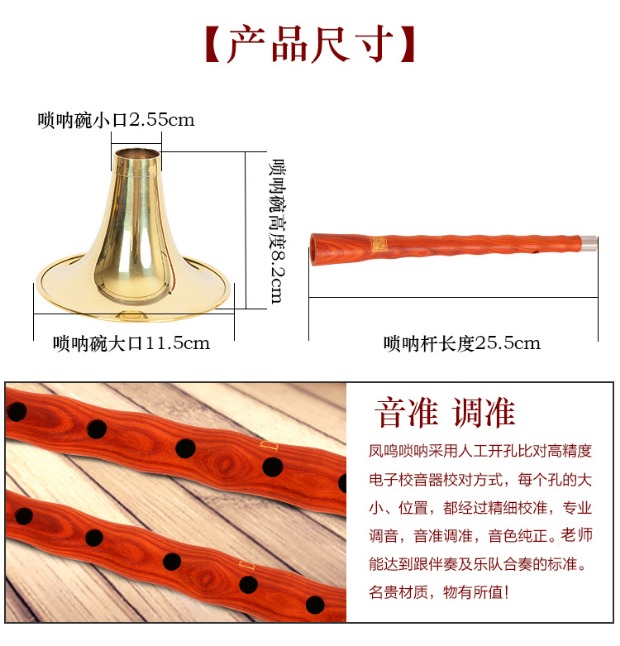 Mahogany instrument nhạc cụ ABCDEFG 花梨木 唢呐 nhạc cụ dành cho người mới bắt đầu sáo điện tử