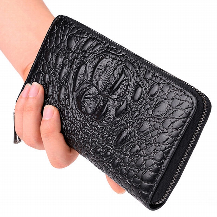 2021 new Korean version Men's handbag Tidal Bag Crocodile Mark Hand Grab Bag Youth Soft Leather Bracelet Long Version Wallet