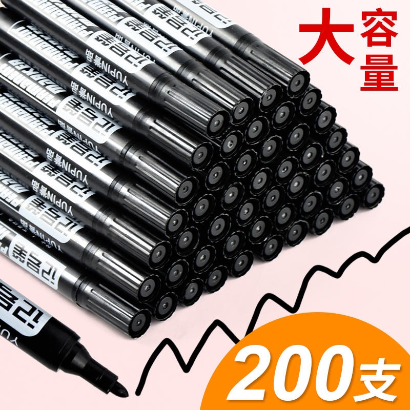 200 large head oily marker pen black big head pen large capacity quick drying waterproof do not fade thick head signature pen express logistics special scratch key advertising poster sign pen color wholesale