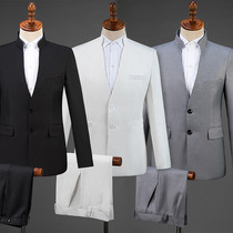 Suit performance Mens groom singer stand-up collar Emcee host Stage chorus dress Chinese suit suit